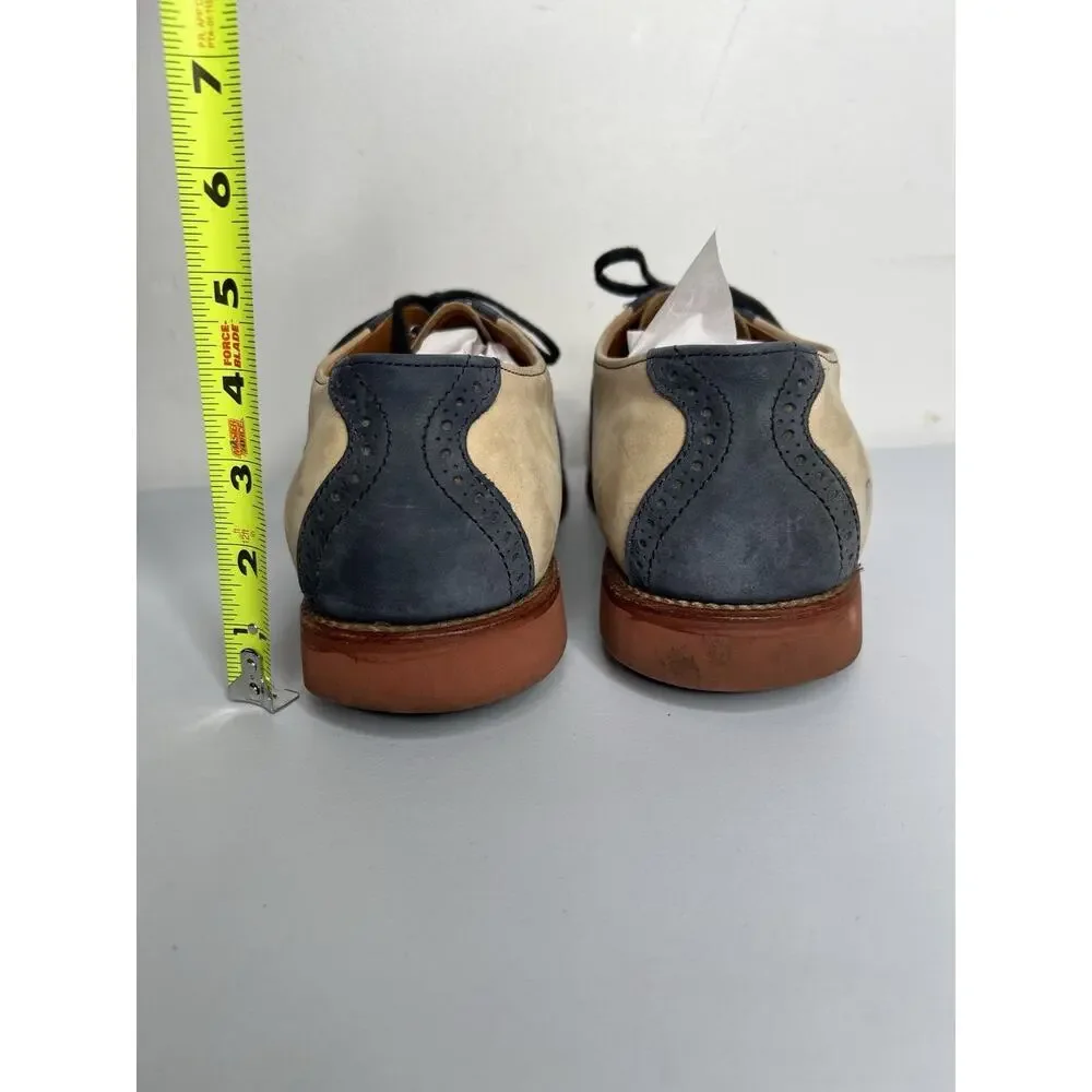 Allen Edmonds Vibram Tan Navy Leather Saddle Shoes Mens Size 9.5EEE